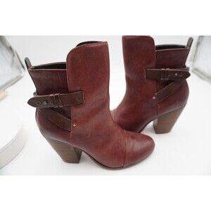 Rag & Bone Harrow Burgundy Leather Wrap Around Harness Ankle Booties Sz 40/US 10